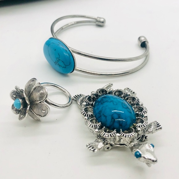 Vintage Faux Turquoise Jewelry lot - Picture 13 of 14